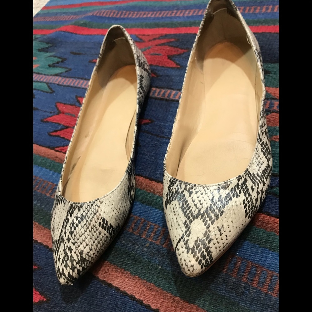 Faux snakeskin flats - 9